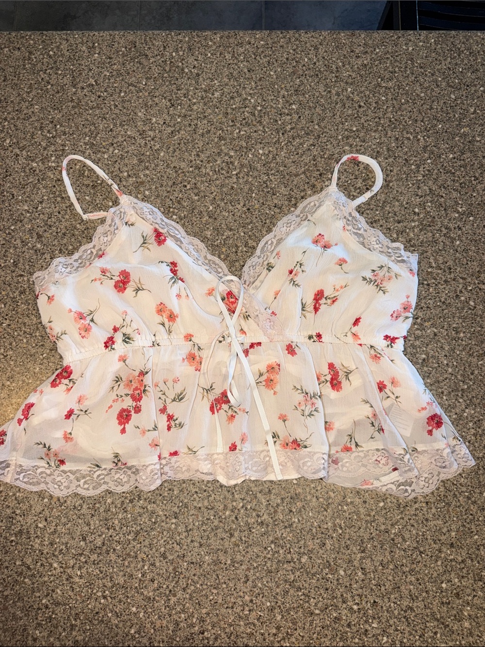 American Eagle lace floral babydoll tank top
